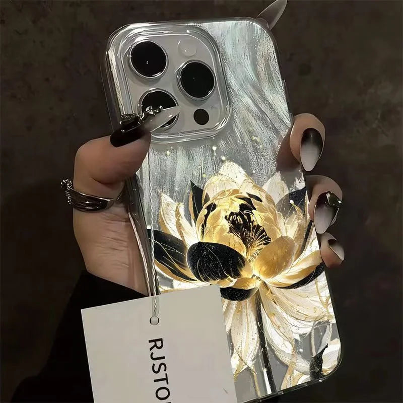 Pink Peony Lotus Print Phone Case for iPhone 18 Pro 17 16 Plus 15 14 13 12 11 13 Pro Max Air 7 8 Plus 16e X XR XS SE 2022 Cover