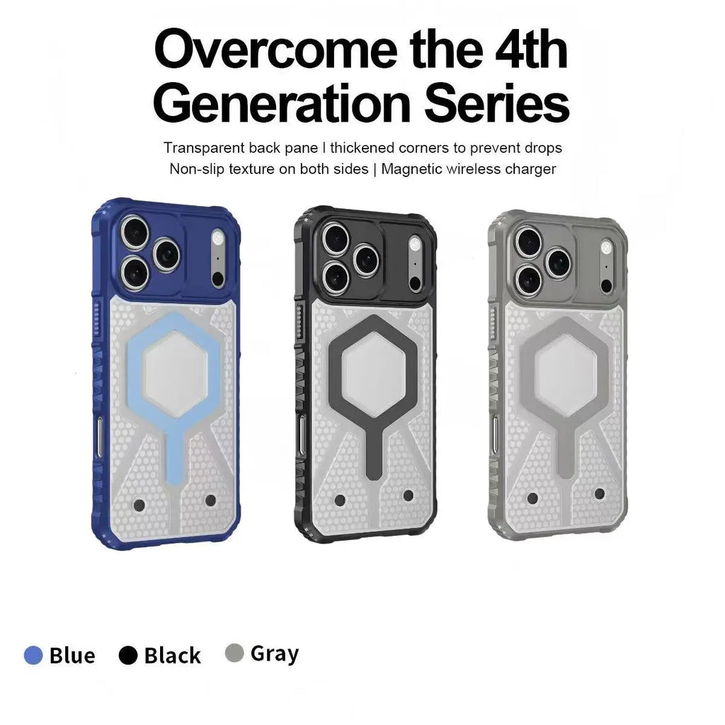 New Heavy Duty Anti-Slip Transparent Armor Magnetic Phone Case For iPhone 17 16 15 14 13Pro Max 11 Support Wireless Charge