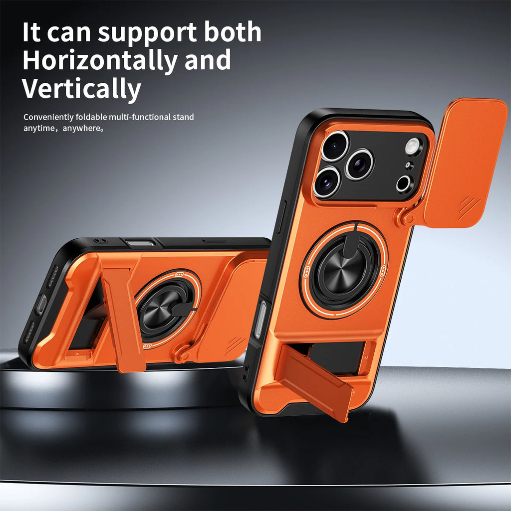 For iPhone 17 Pro Max 16 Pro Max 15 14 13 Slide Camera Case Protection Upright Kickstand Shockproof Back Magnetic Phone Covers