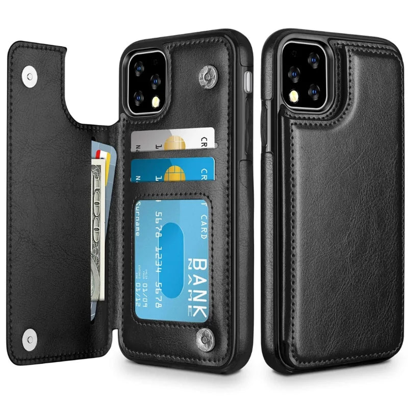 Leather Wallet Case iPhone Flip