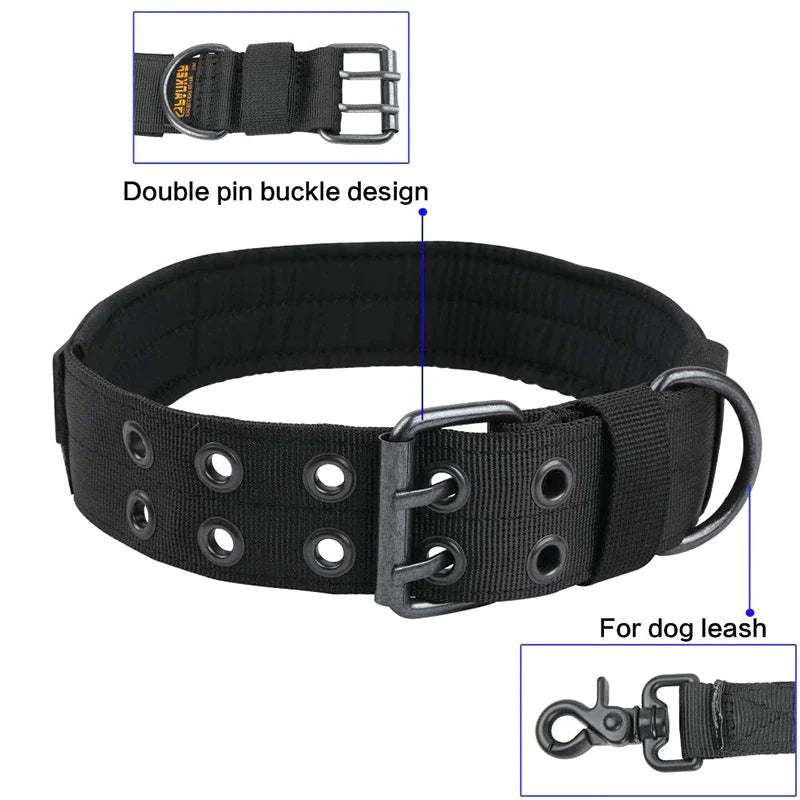 2" Tactical Heavy Duty Nylon Dog Collar K9 Military Metal Buckle