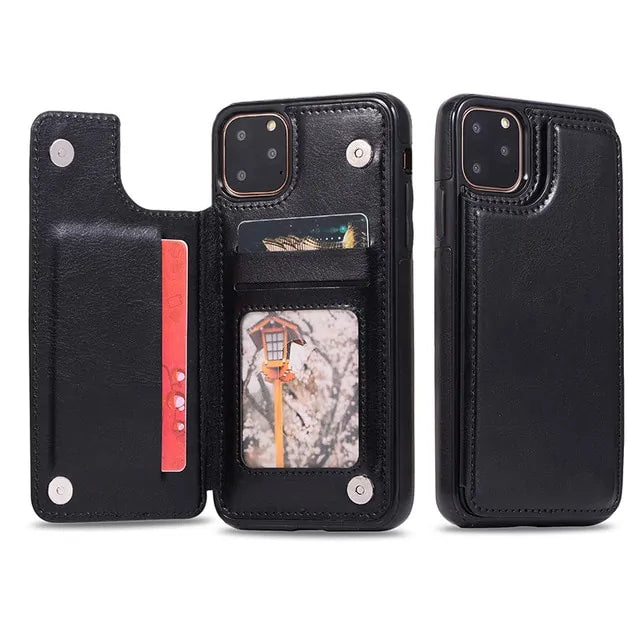 Leather Wallet Case iPhone Flip