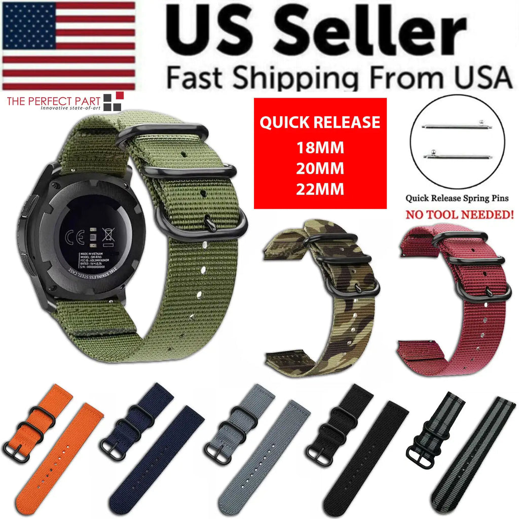 18mm 20mm 22mm Durable Military Woven Nylon Wrist Watch Band