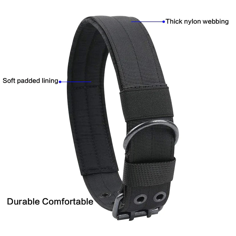 2" Tactical Heavy Duty Nylon Dog Collar K9 Military Metal Buckle