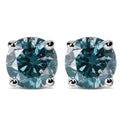 14K Gold Round Brilliant Cut Lab Grown Blue Diamond 4-prong