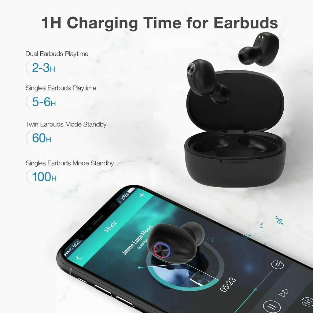 TWS Bluetooth Earbuds Waterproof Bluetooth 5.1 Headset Noise
