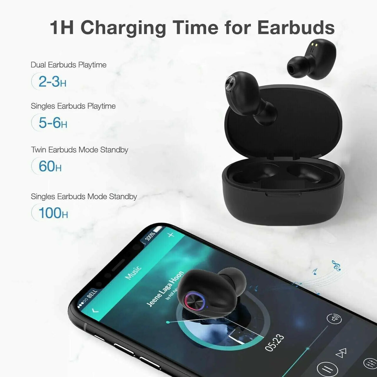 TWS Bluetooth Earbuds Waterproof Bluetooth 5.1 Headset Noise