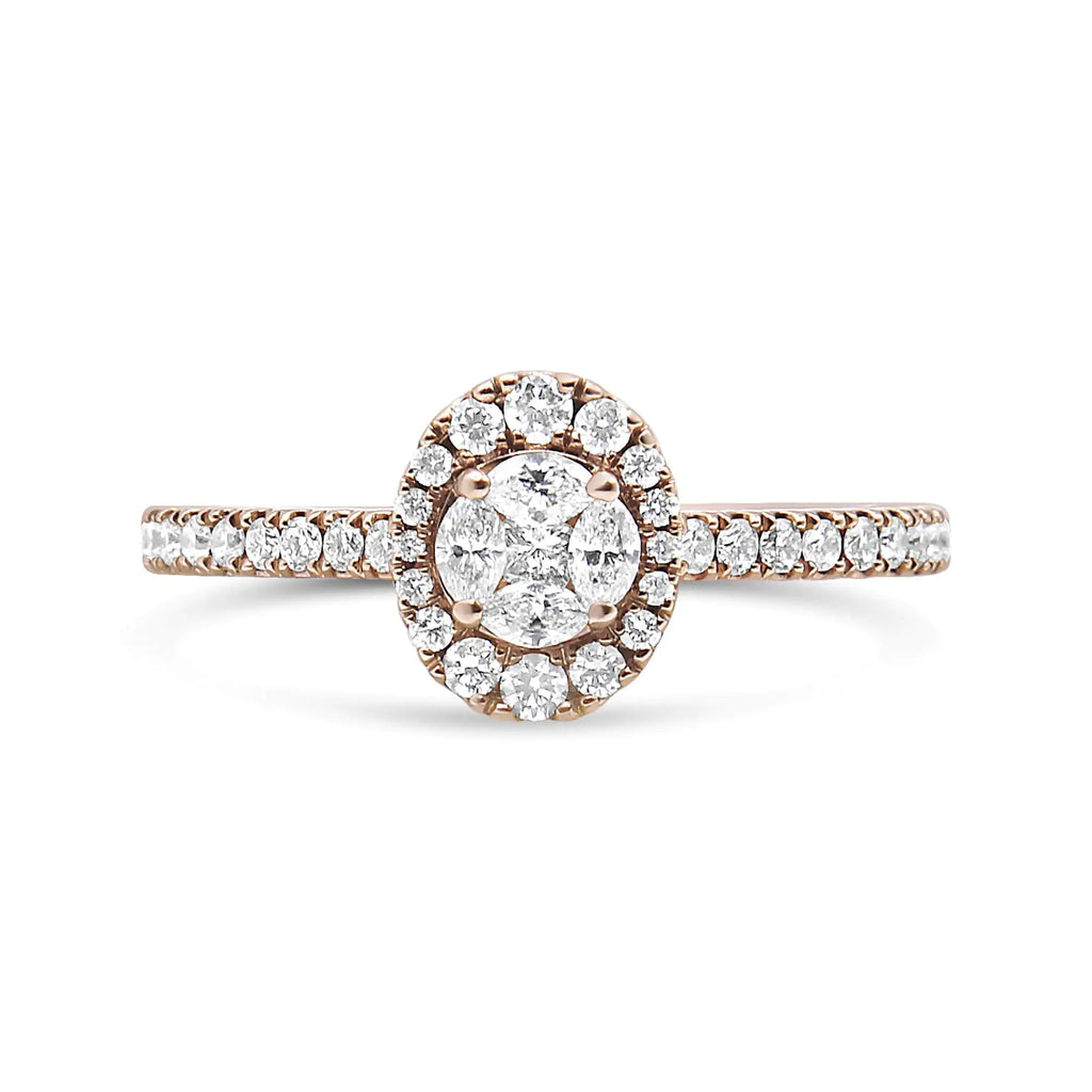 18K Rose Gold Diamond Engagement Ring