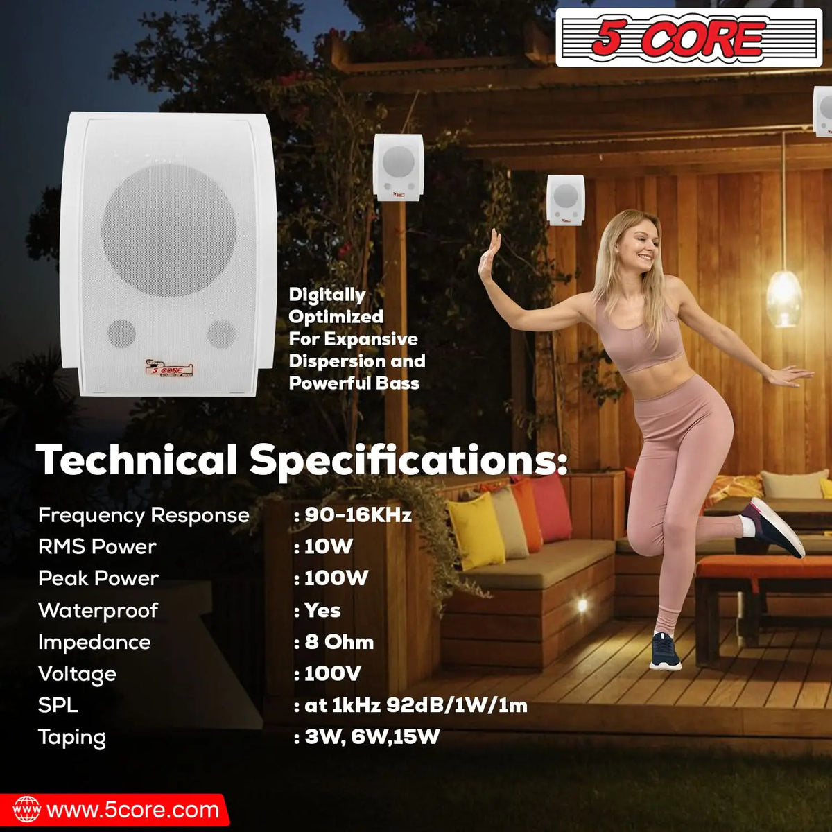 5Core 100W Outdoor Speakers