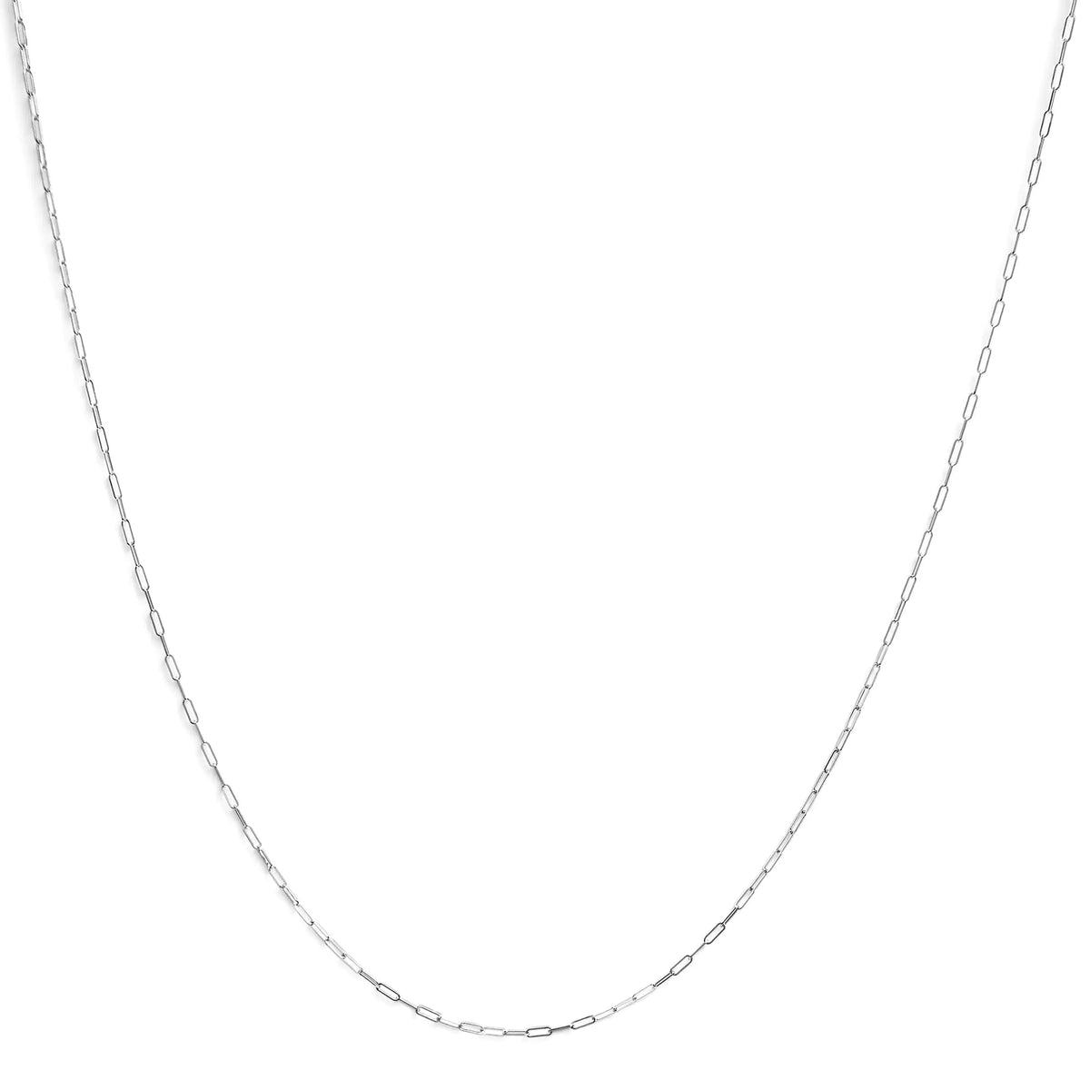Unisex Solid 14K Gold 1.5mm Paperclip Chain Necklace - Length