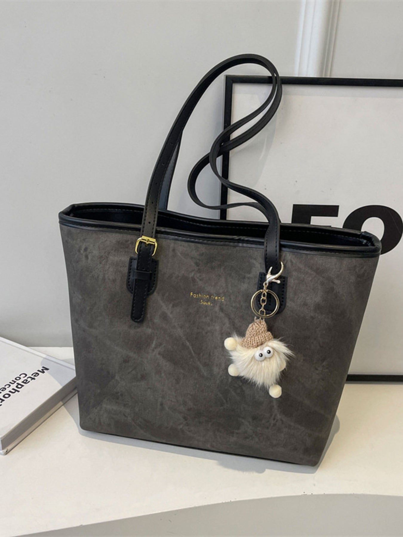 Contrast Strap Tote Bag