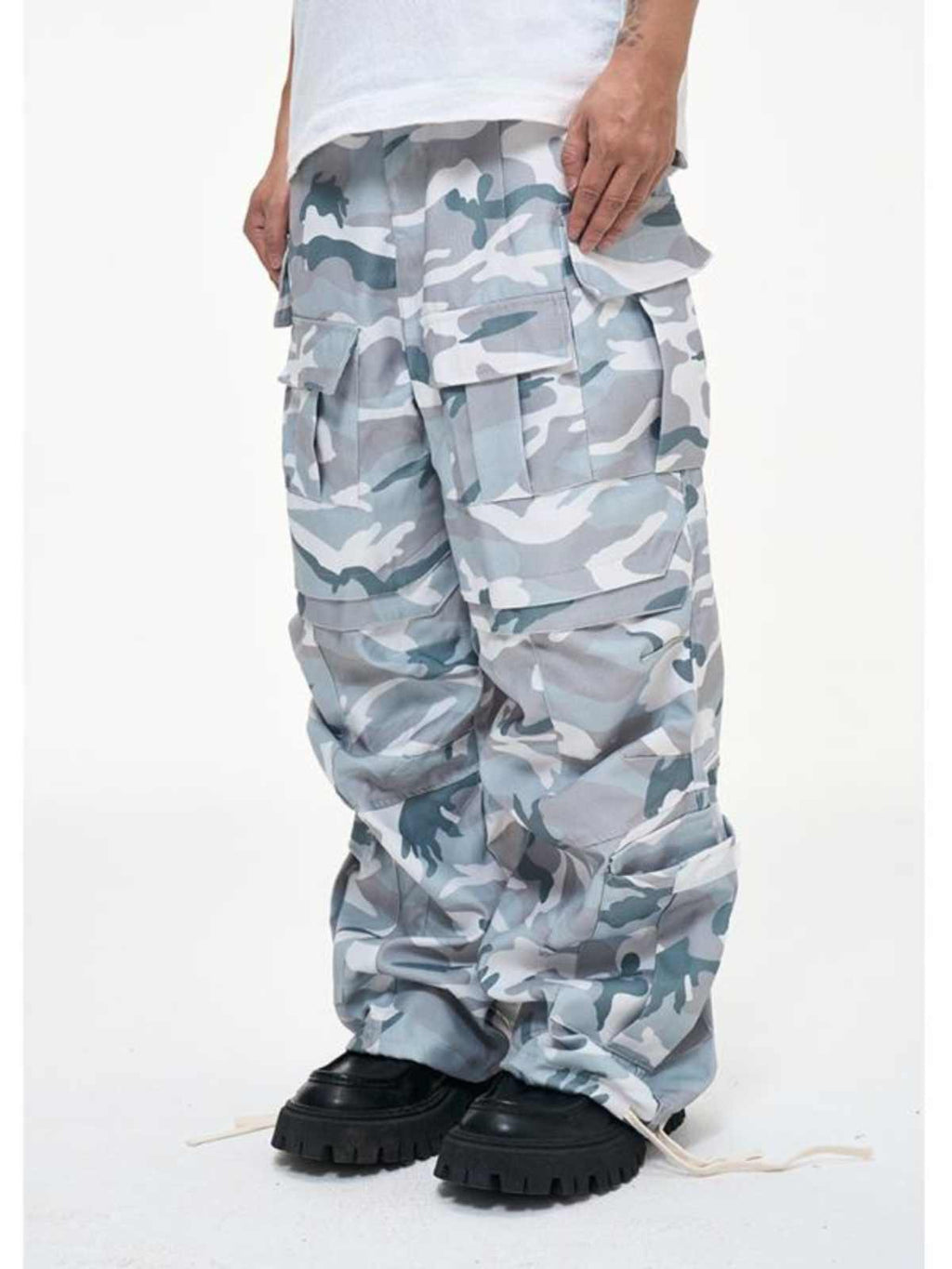 Camouflage Loose Wide Leg Paratrooper Pants Men
