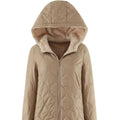 Womens Mid-Length Hooded Padded Coat With Fleece Lining
