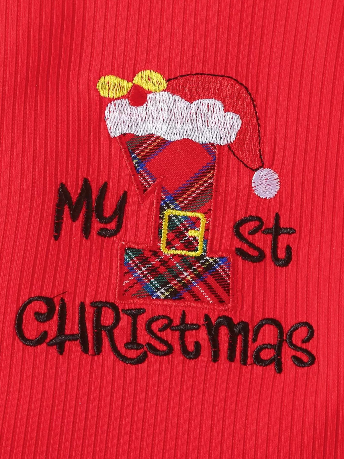 Children'S First Christmas Bodysuit And Plaid Dress Outfit Set