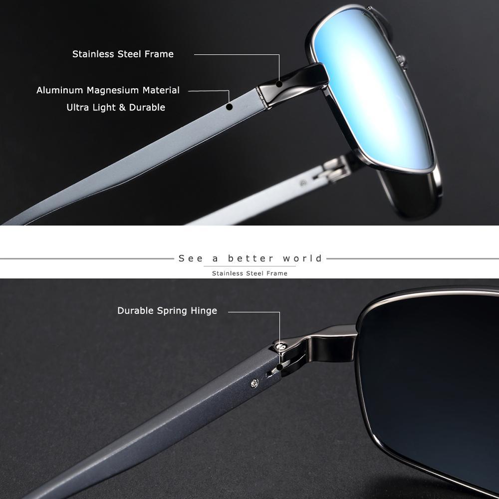 Elegent Vintage Retro Polarized Sunglasses Square Classic Shades
