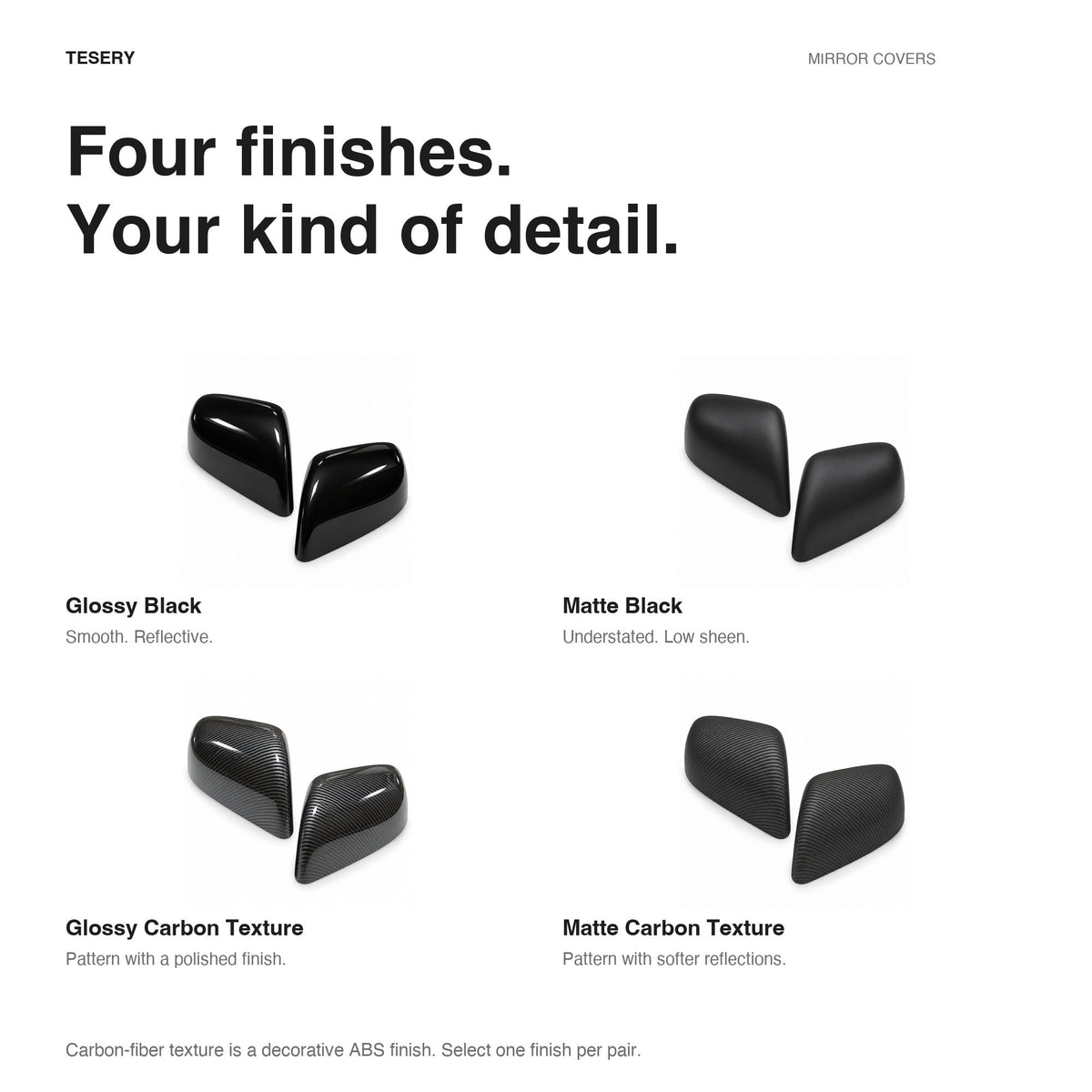 ABS Mirror Covers 4 Finishes