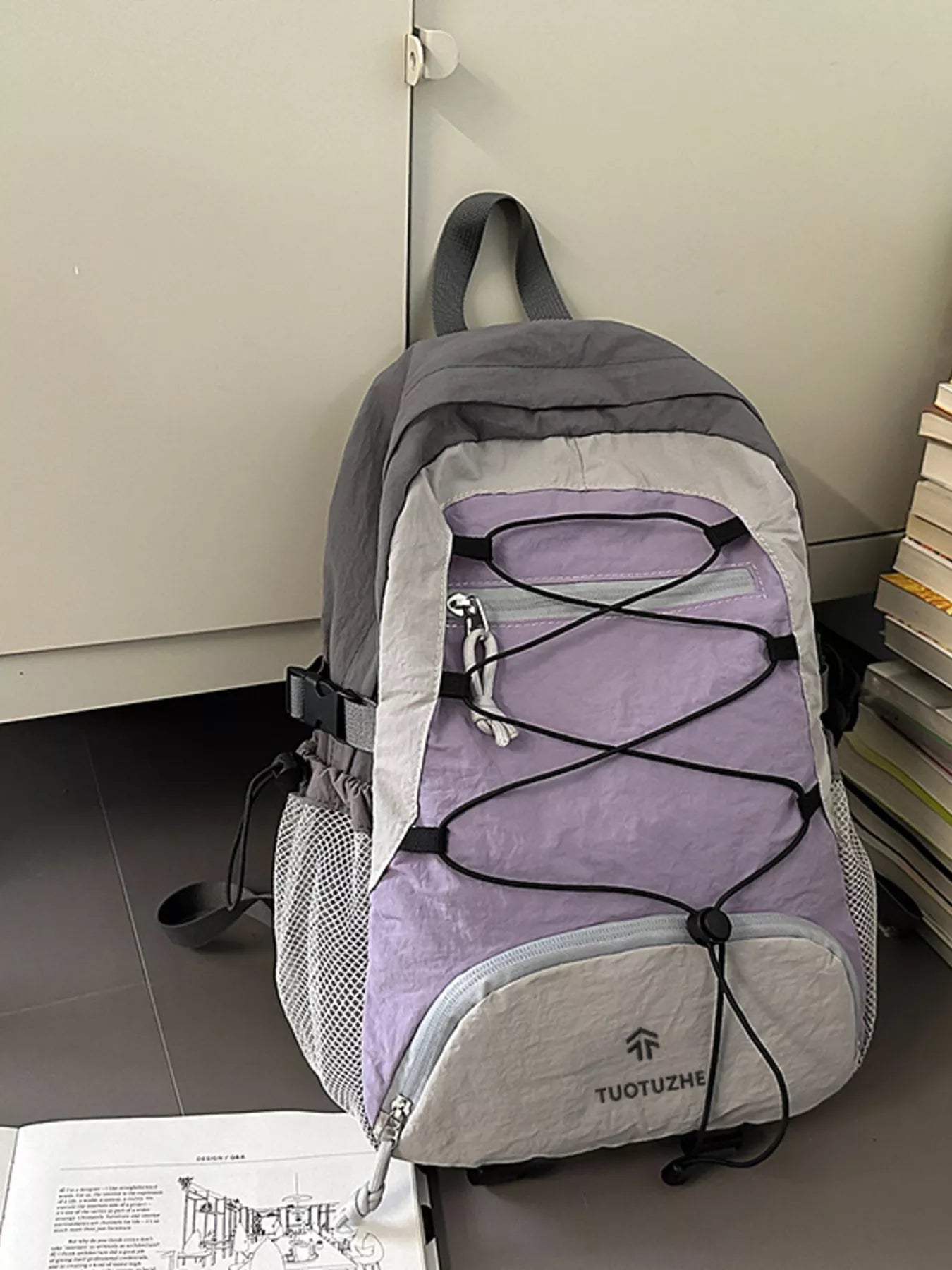 Color Block Lightweight Backpack Bag