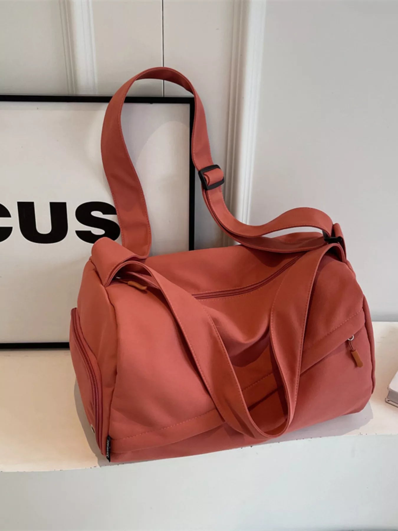 Adjustable Strap Solid Color Travel Bag