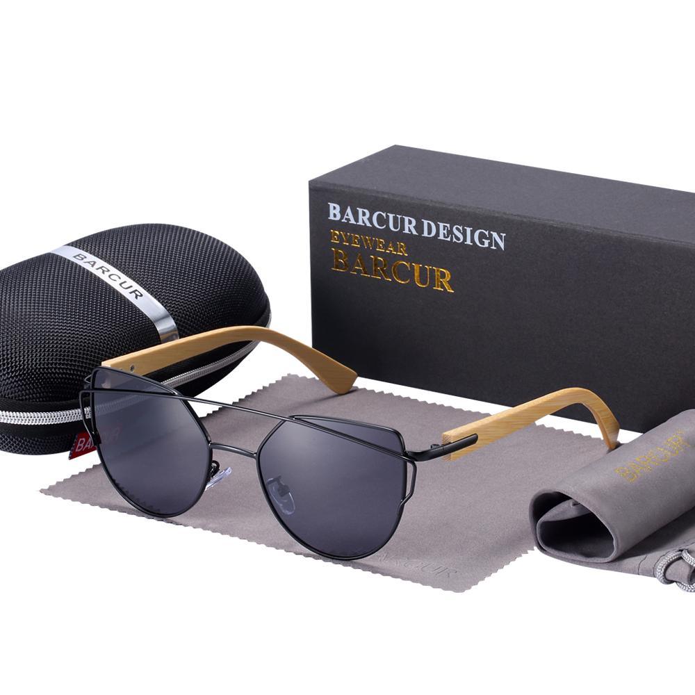 Bamboo Female Sunglasses Oversized Women Polarized With Natural
