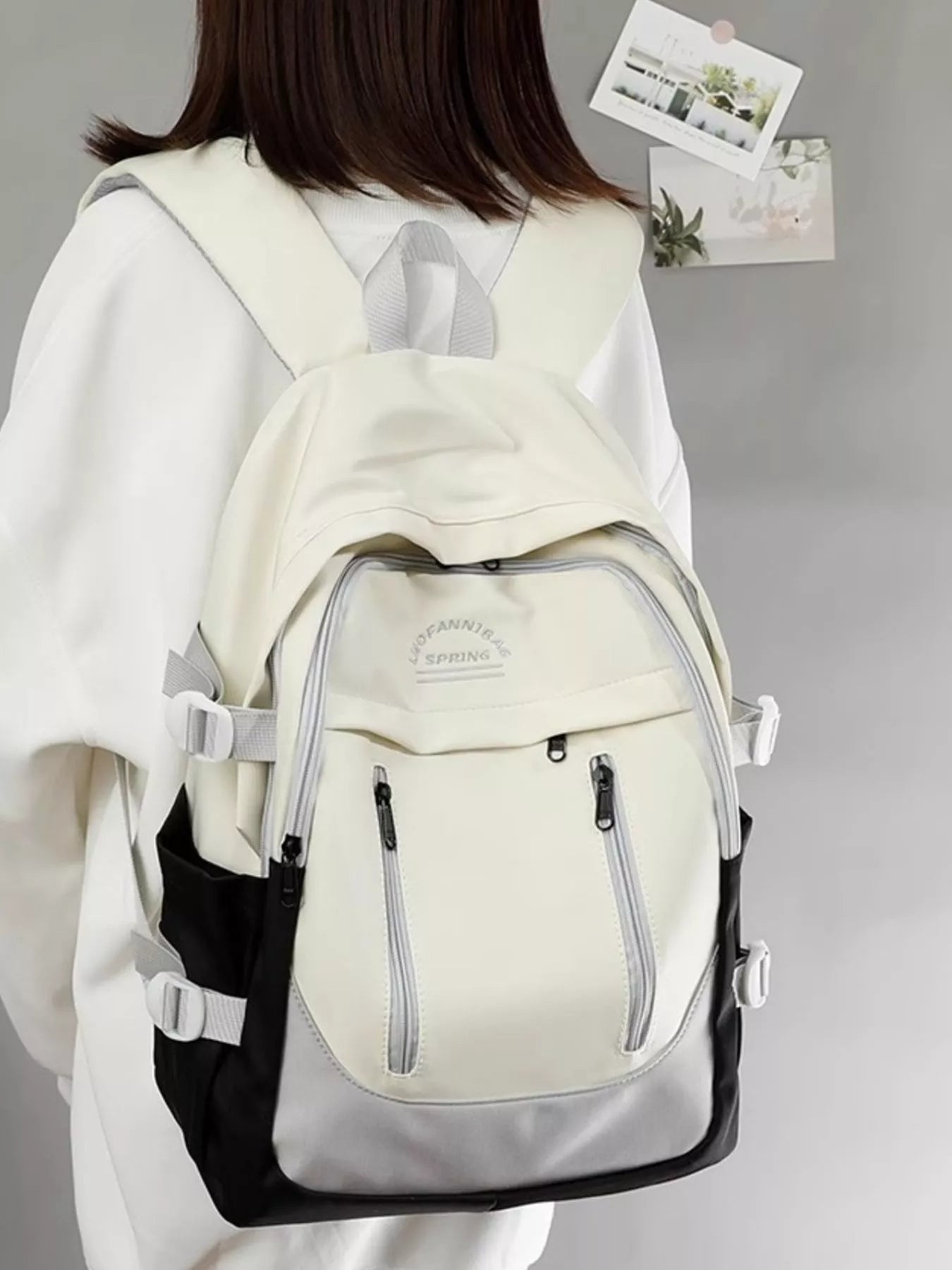 Color Block Lightweight Backpack Bag