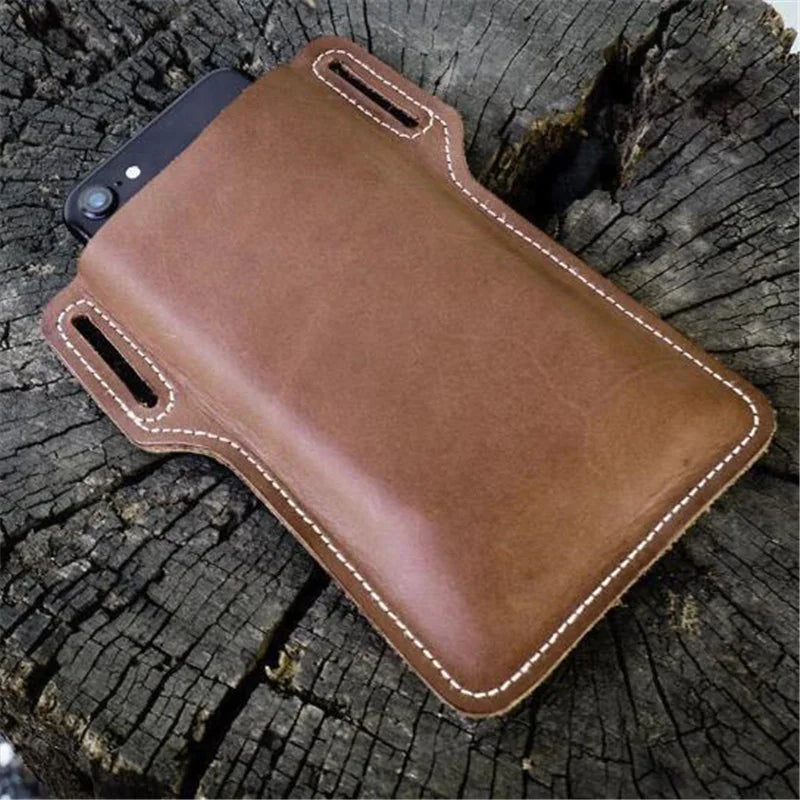 Men Cell Phone Belt Bag Loop Waist Holster Pouch Case Leather