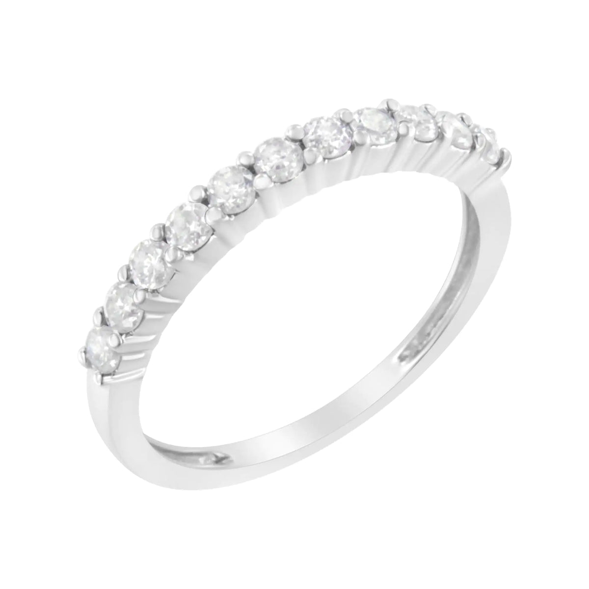 IGI Certified 1/2 Cttw Diamond 10K White Gold Prong Set Fluted