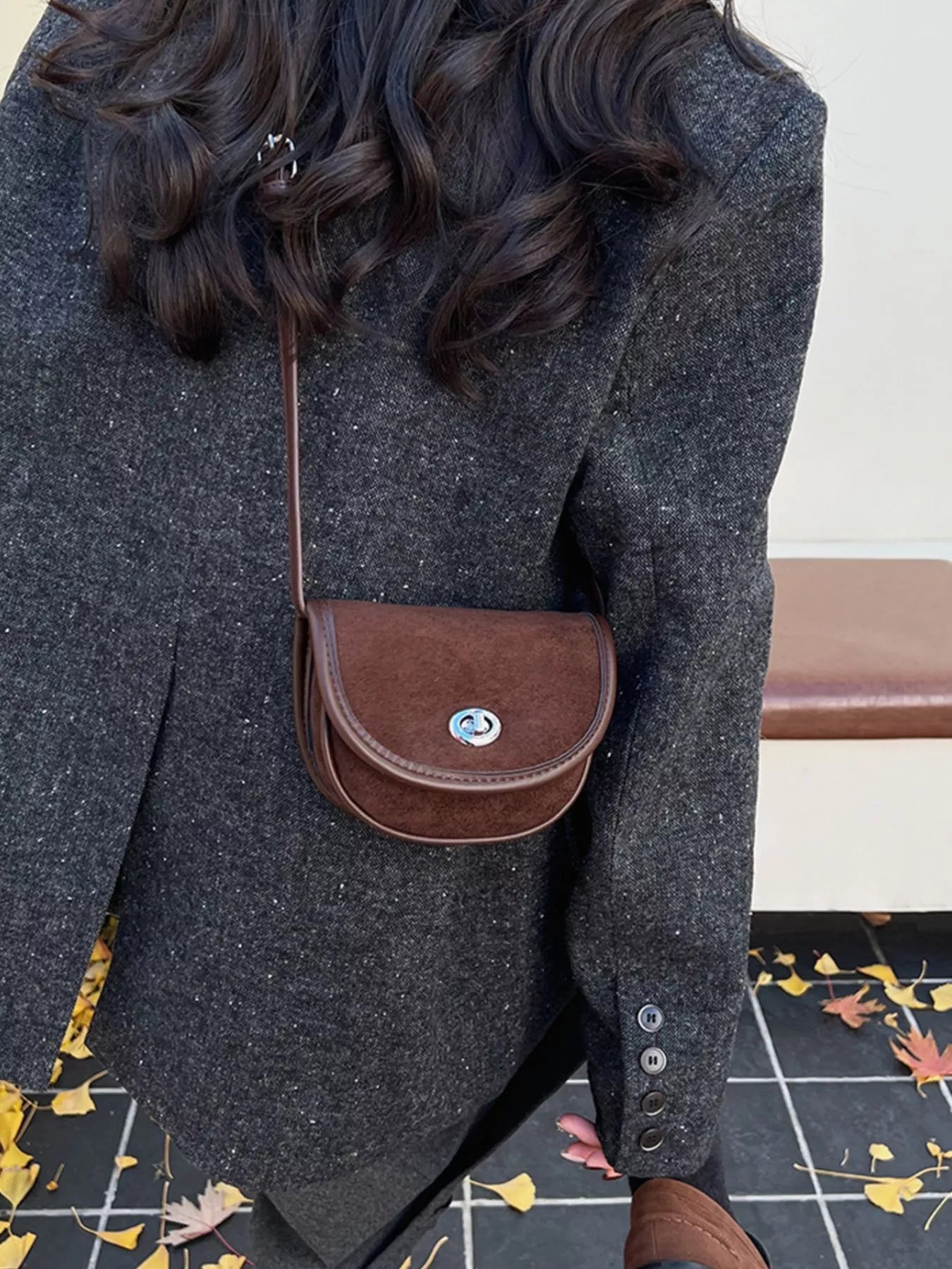 Suede Flap Crossbody Bag