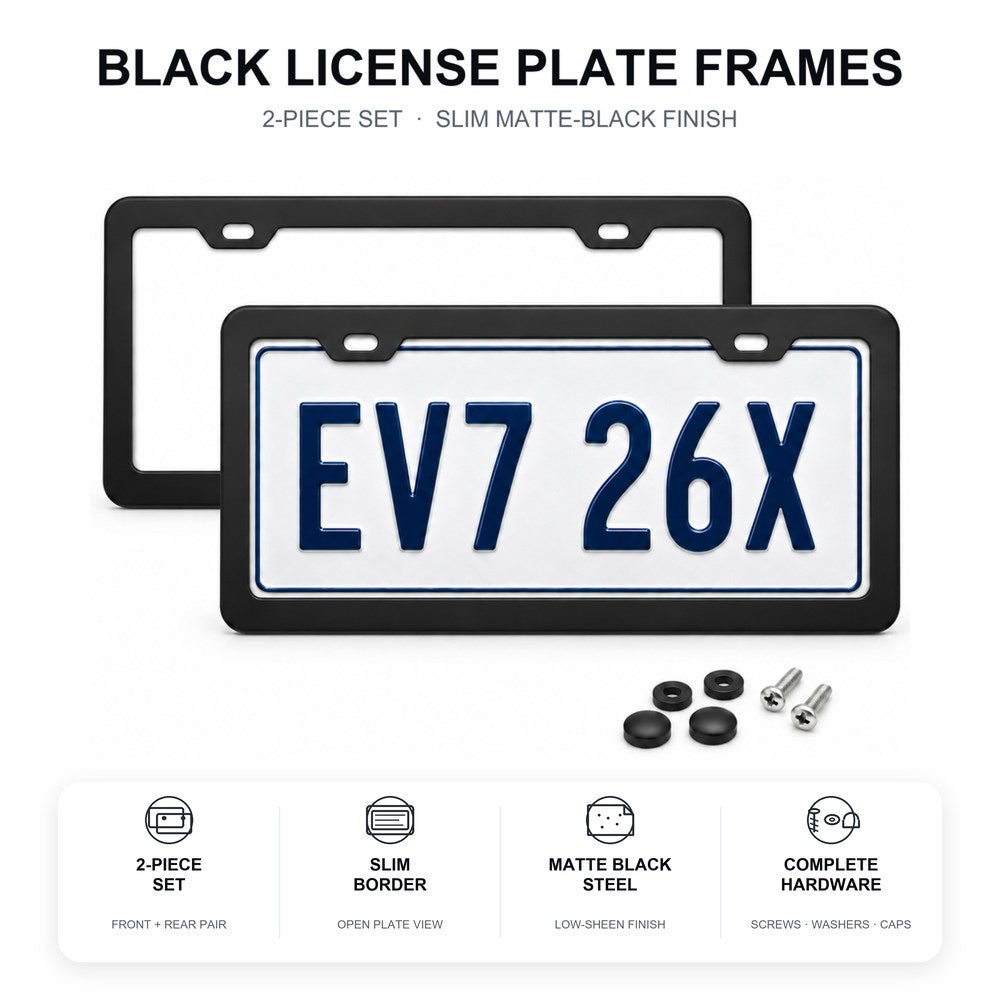 Black License Plate Frame for Tesla (2pcs)