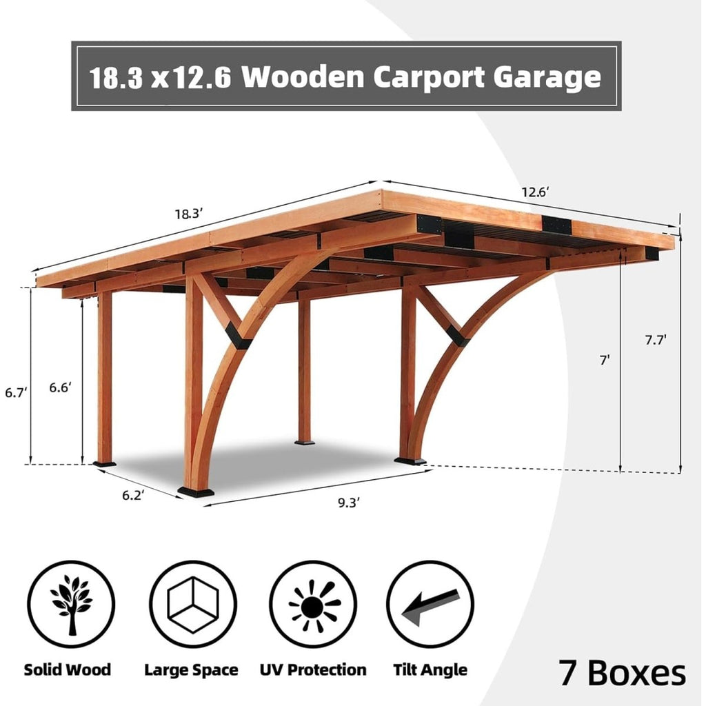 [12X18Ft] Premium Heavy-Duty Pine Wood Arc-Shaped Carport With Me