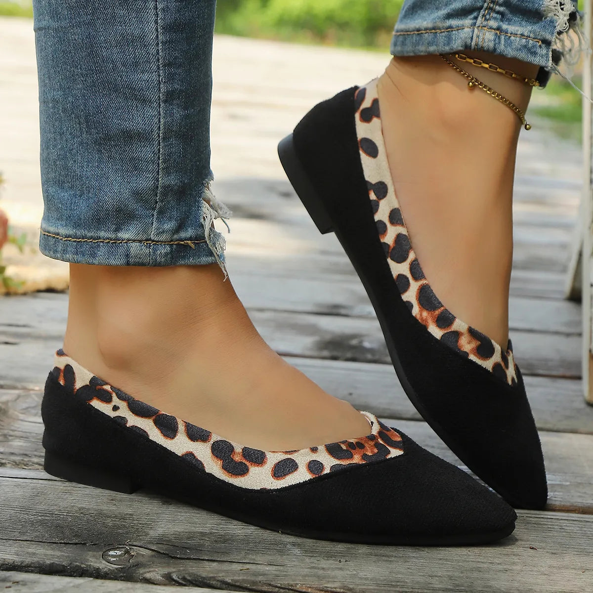 Leopard Pointed Toe Slip-Ons