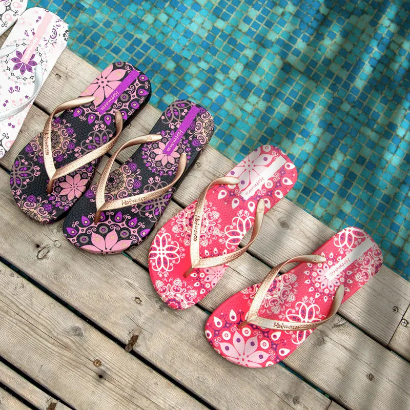 Printed Summer Toe Post Slippers