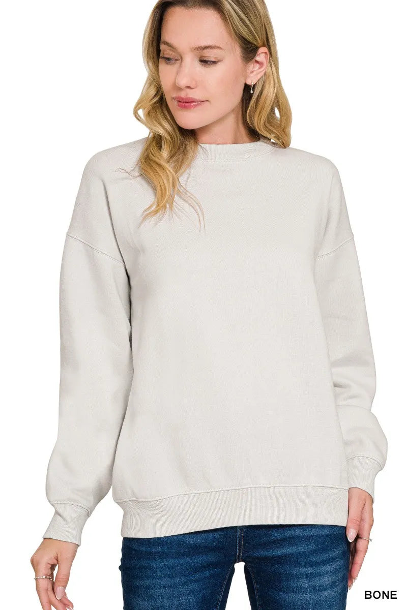 Zenana Fleece Crewneck Long Sleeve Sweatshirt