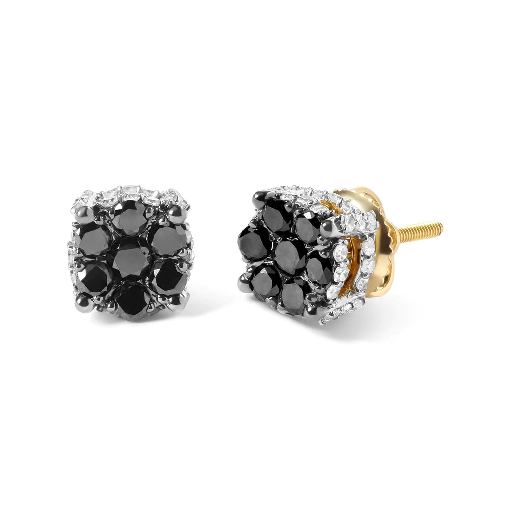 Men's 10K Yellow Gold 1.00 Cttw White Black Treated Diamond