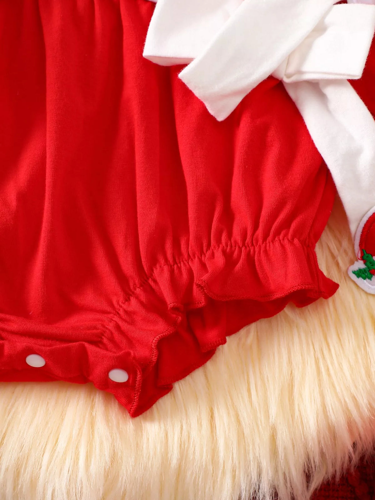 Children's Christmas Theme Bodysuit with Ruffled