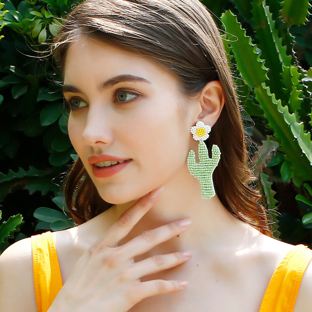 Handmade Bead Flower Earrings