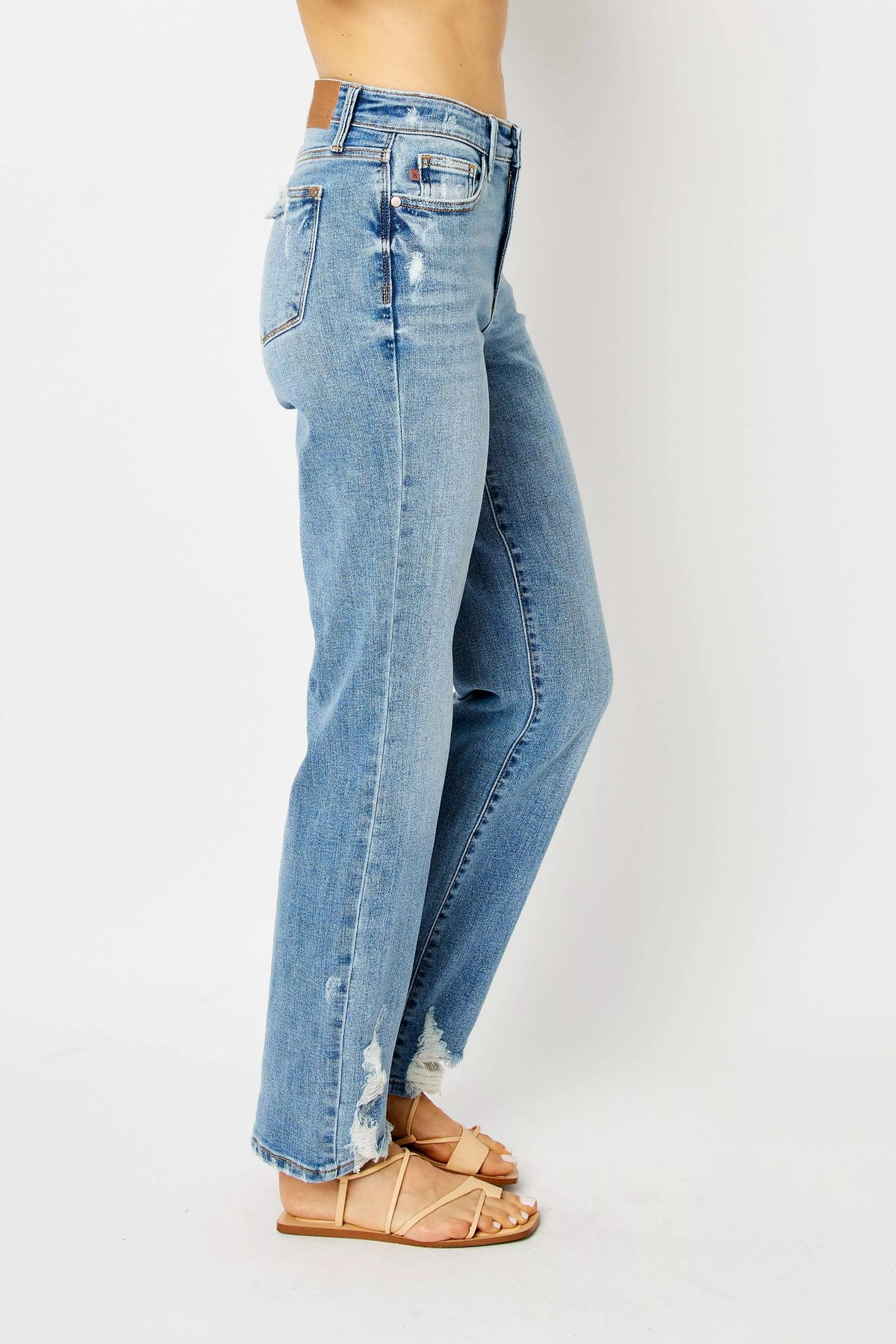 Judy Blue Full Size High Waist Straight Jeans with Heavy Destroy Plus Size