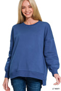 Zenana Fleece Hi-low Boyfriend Sweatshirts with Pockets