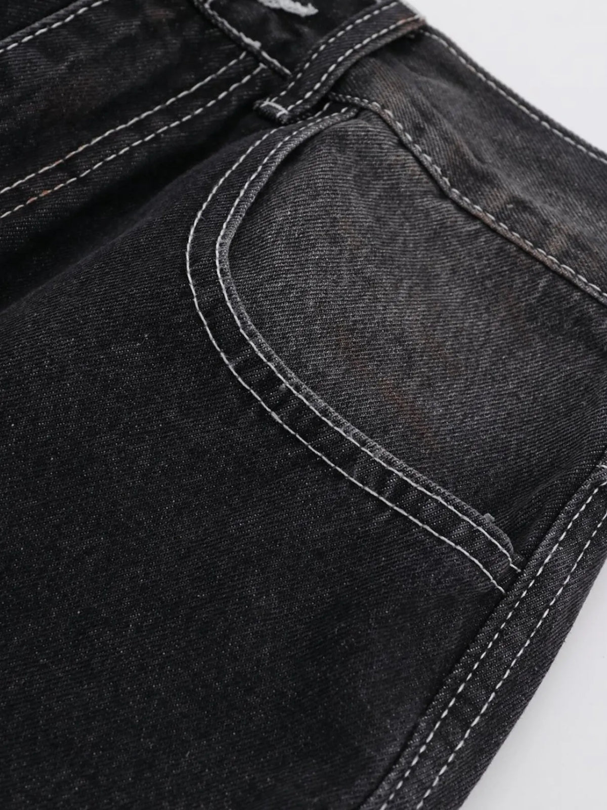 Men's Vintage Washed Wide Leg Denim Jeans