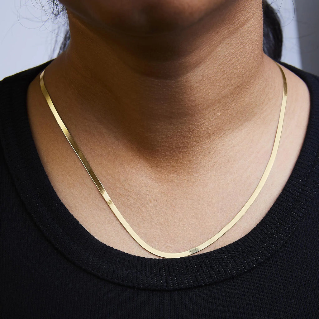 14K Gold 2.8mm Herringbone Chain