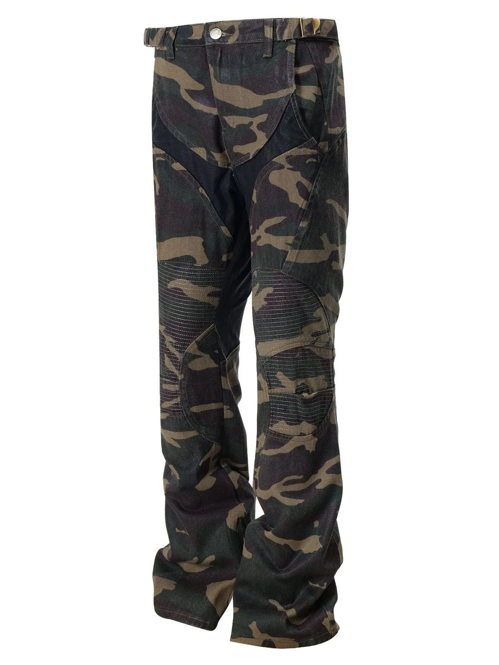 Men's Camouflage Bootcut Jeans with Seam Detail