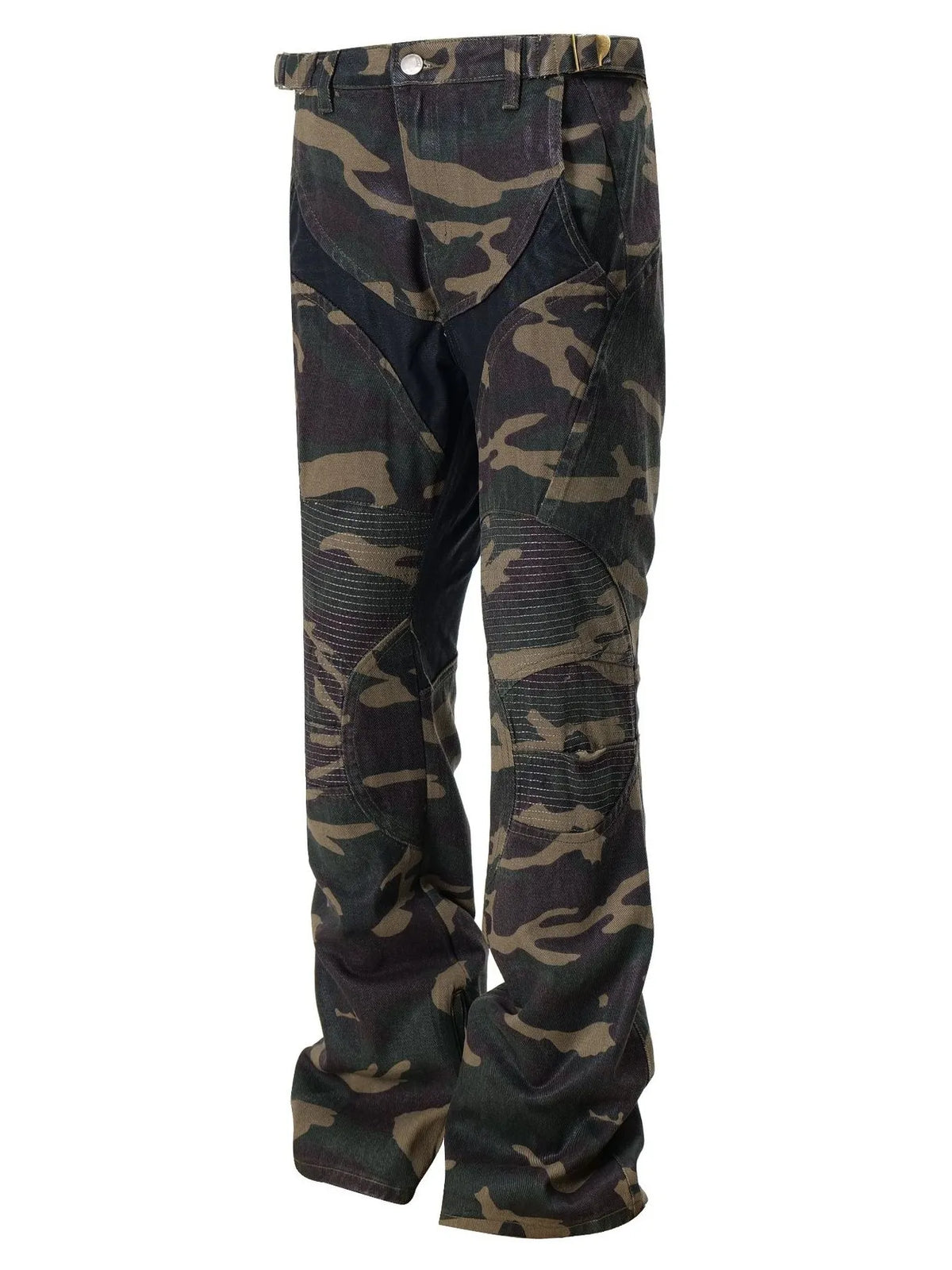 Men's Camouflage Bootcut Jeans with Seam Detail