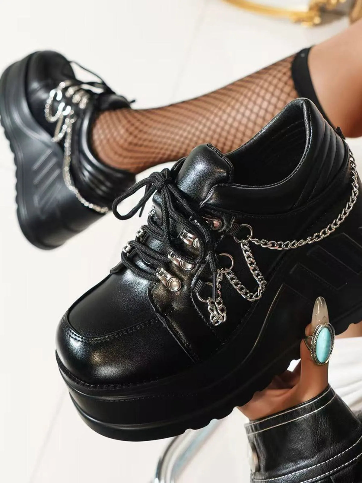 Lace Up Platform Wedge Sneakers
