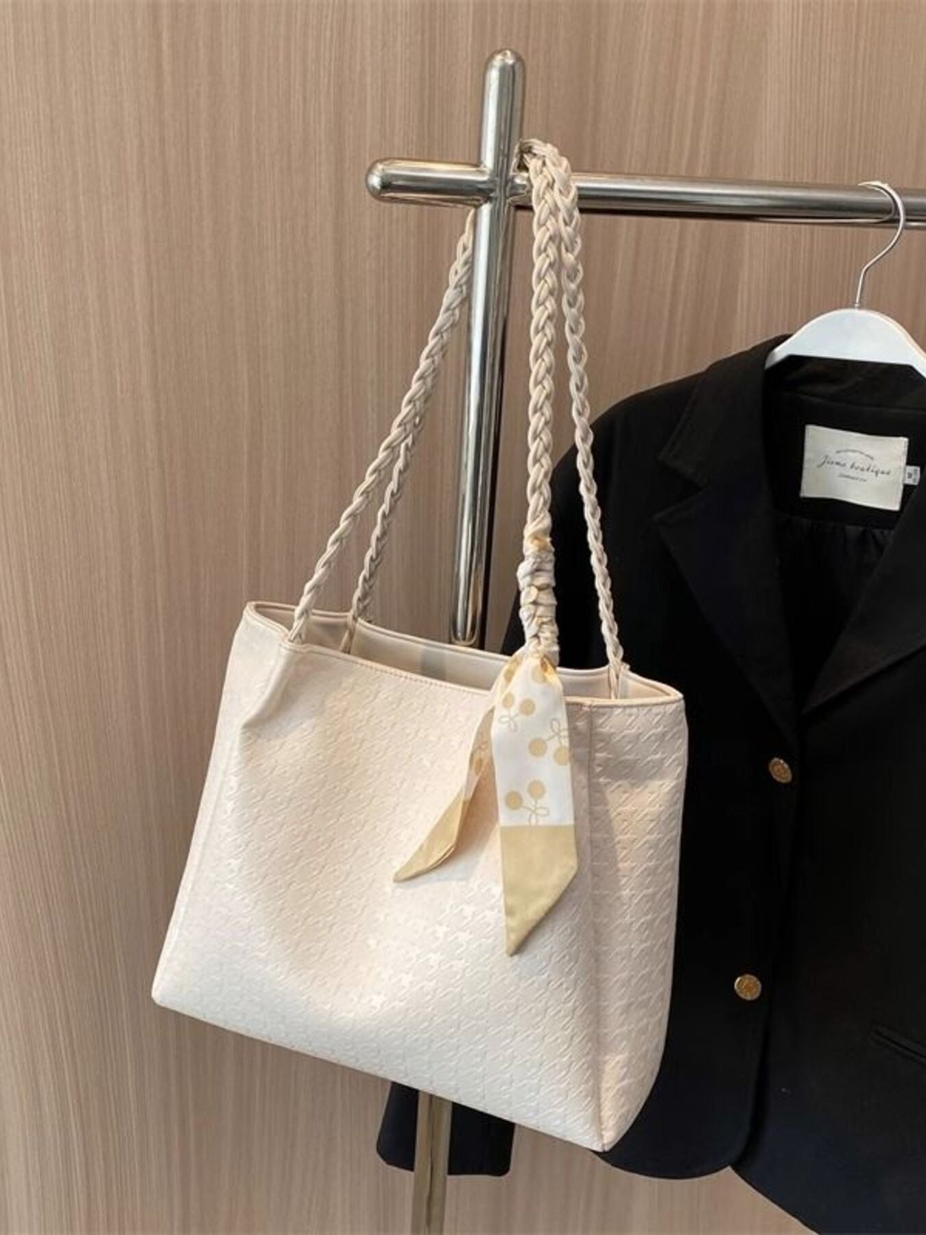 Braided Handle Tote Bag