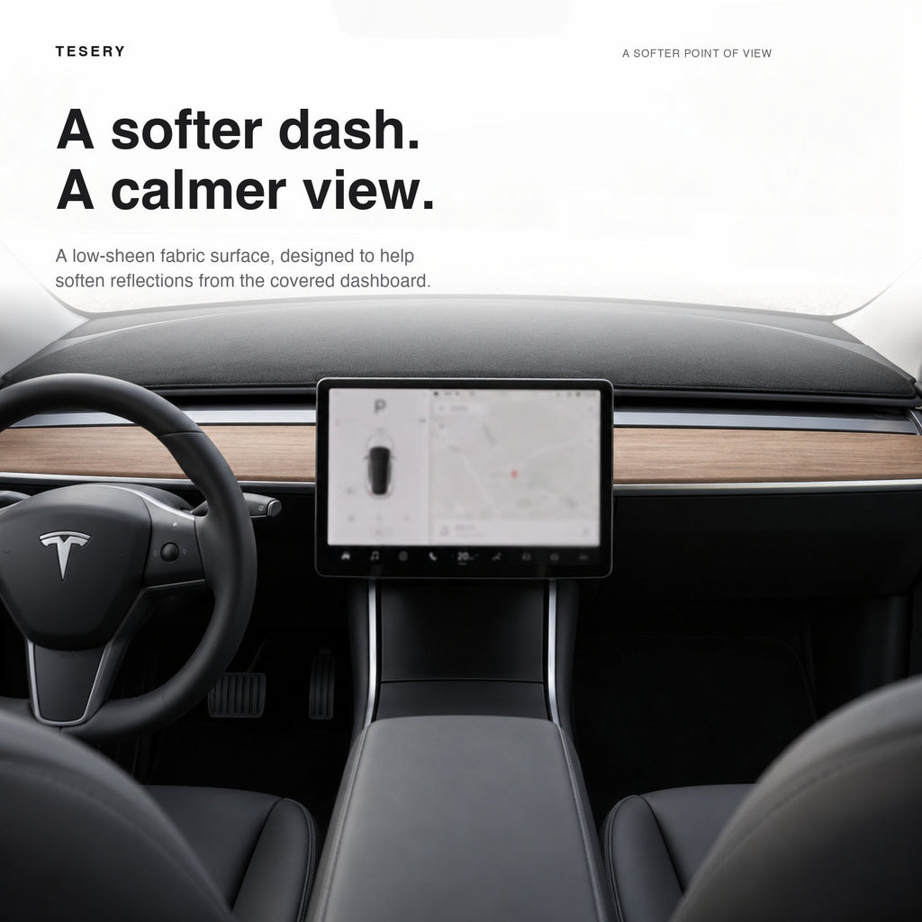 Dashboard Blackout Mat Model 3/Y Anti-glare Flannel Dash Cover