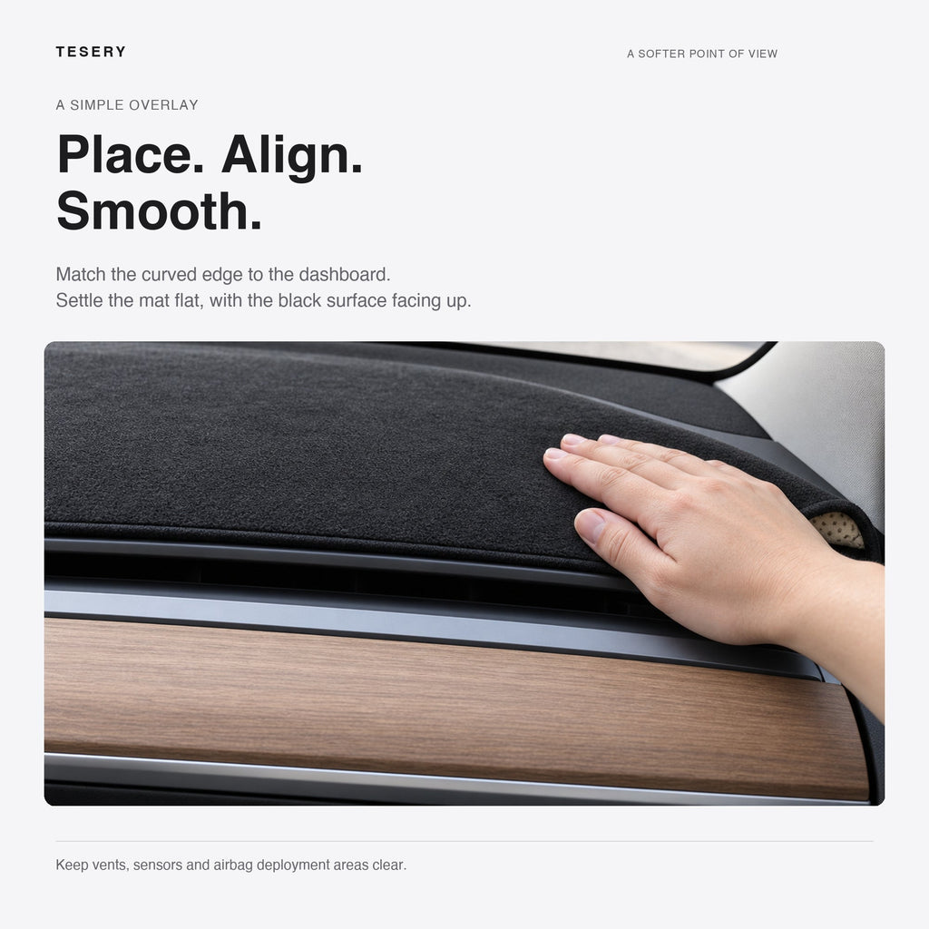 Dashboard Blackout Mat Model 3/Y Anti-glare Flannel Dash Cover