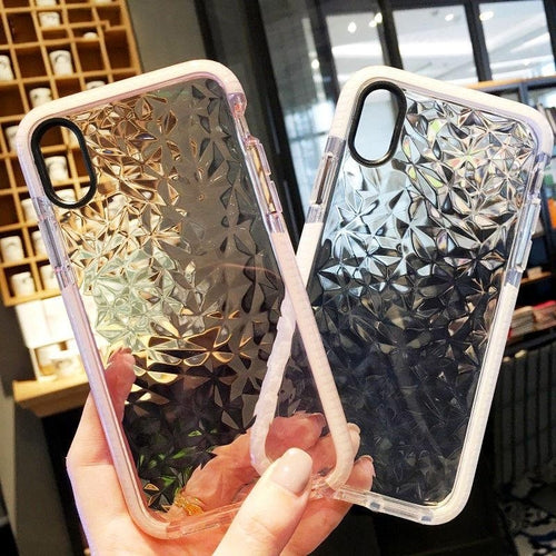 3D Diamond Texture Clear Phone Case