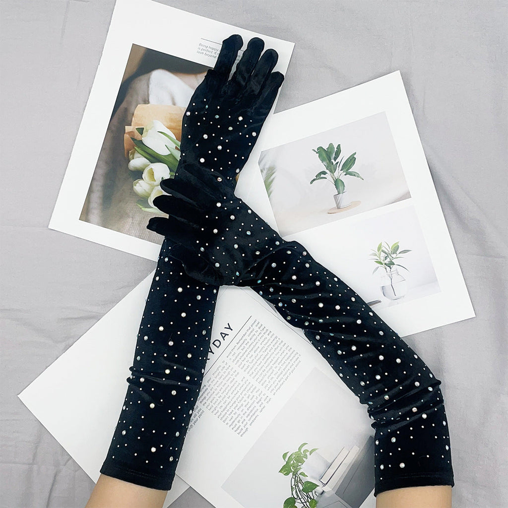 Warm Gold Velvet Clothing Gloves