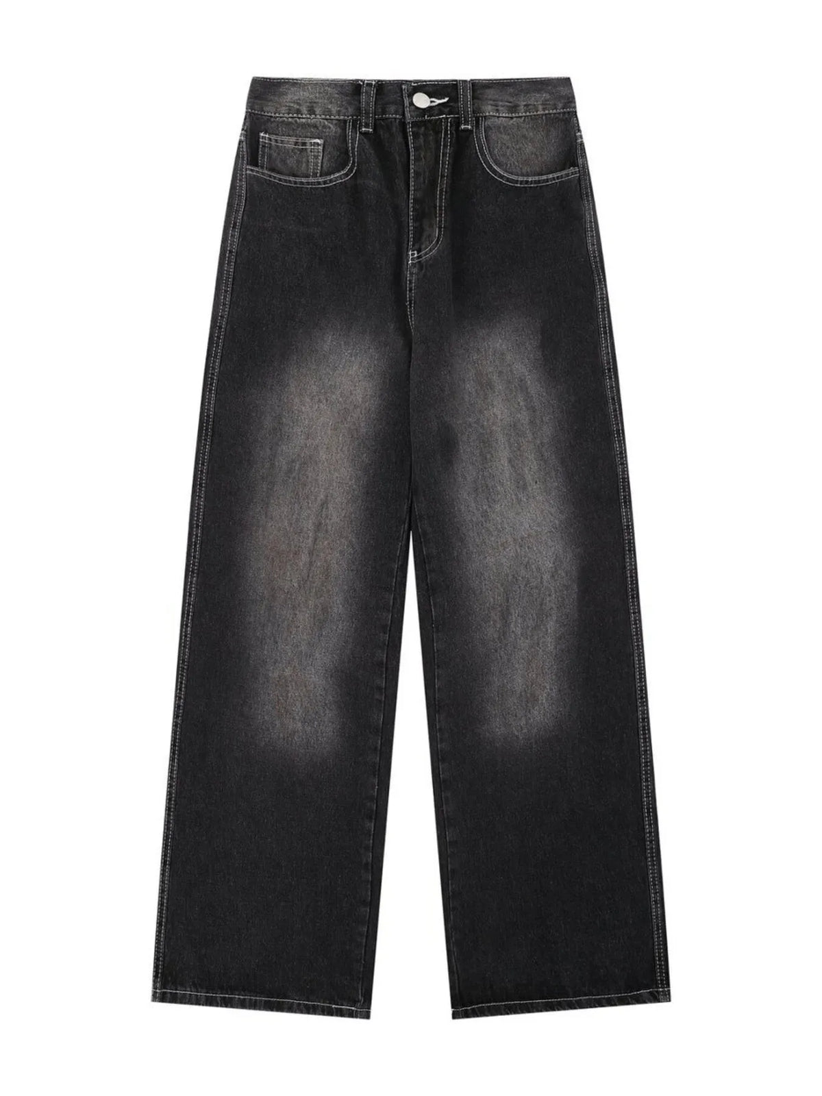 Men's Vintage Washed Wide Leg Denim Jeans