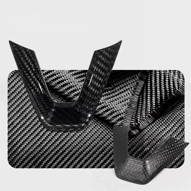 TESERT Dry Carbon Fiber Steering Wheel V-Cover for Model 3 Highland & Y Juniper