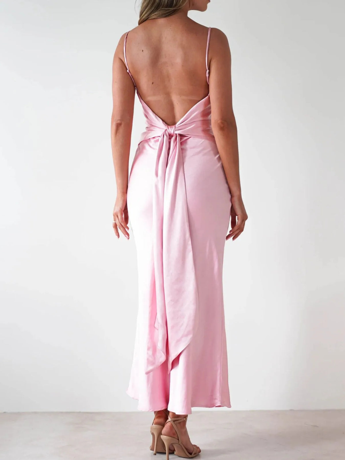 Satin Backless Cami Dress
